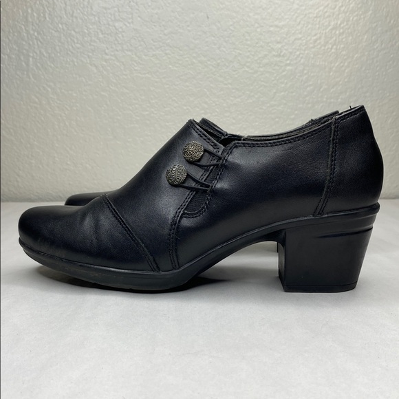 Clarks Collection Emslie Warren Shootie Black Leather Heel Ankle Boots Size 7.5 - Picture 3 of 9
